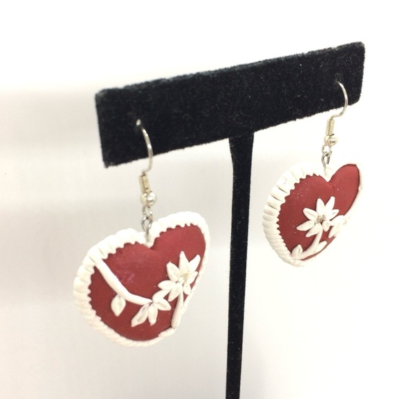 3/$30 VINTAGE CLAY HEART EARRINGS SILVER BEAR BROOCH PIN HALLMARK LOT VALENTINE - Picture 7 of 15